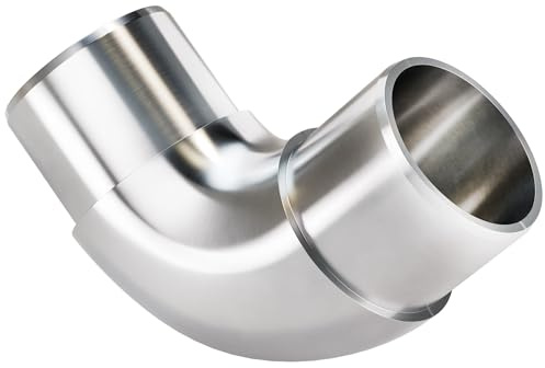 Buchetmann 2 Edelstahl V2A Eckverbinder 90° Ø 42,4 mm abgerundet - rostfreier Eckverbinder für Rundrohre, Handläufe und Geländer, Metallbau, Heimwerken