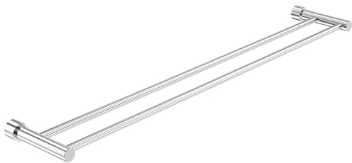 Handtuchhalter, Doppelt Bad Handtuchstange aus 304 Edelstahl Gebürstet Geschirrtuchhalter, 80cm, Zweiarmig Handtuch Stange, Bohrinstallation, Badetuchhalter für Duschwand, Badezimmer, Küche - Silber