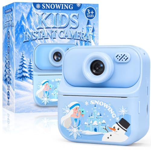 Spielzeug Frozen Toys sofortbildkamera Kinder Spielzeug ab 5-12 Jahre mädchen,Geschenk 5 6 7 8 9 10 12 Jahre mädchen,1080P Sofortbildkamera Kinder mit 32GB Karte & 3 Rollen Druckpapier
