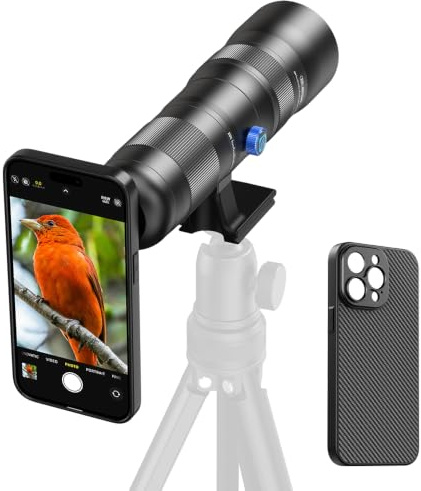 APEXEL 20-60X Zoom Lens with Integrated Case for iPhone 15 Pro-Professional Telephoto Zoom Lens