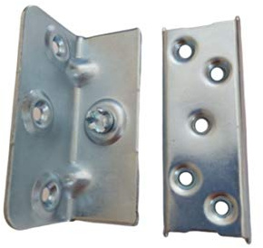 Bett Anschluss/Connector Ecke, Befestigungsteile Teller System aus Stahl verzinkt – 65 mm Höhe