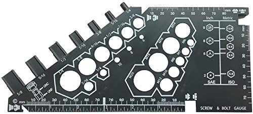 Nut Bolt & Screw - Thread Gauge. 27 Size Measurements, Measures Thread Sizes, Bolt Lengths in Both inches & Metric Sizes. (1)