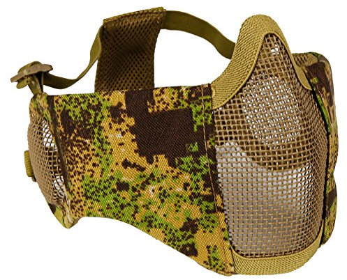 Lejie Masque de Maillage de Protection Demi-Masque Pliable Tactique pour Pistolet à air Paintball Chasse CS Ceinture Masque réglable
