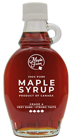 MapleFarm - Sirop d'érable canadien pur Grade A, Très foncé, goût fort - Bouteille de 189 ml (250 g) - Pure maple syrup - Jus d'érable