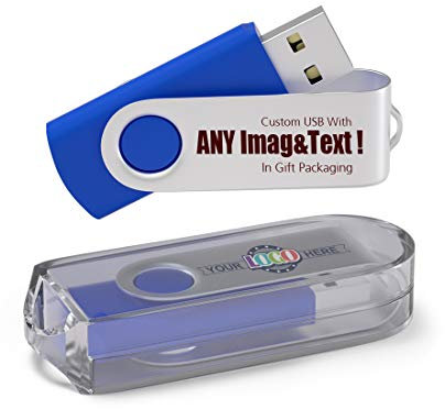 MEINAMI Lot de 25 Clé USB Personnalisée 32 GO Flash Drive USB avec Votre Logo USB 2.0 - Bleu