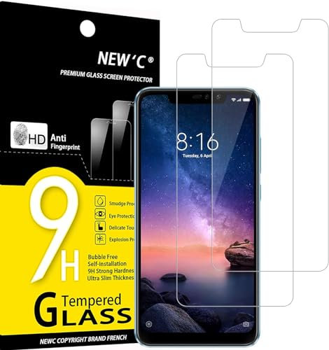 NEW'C 2 Stück für Xiaomi Redmi Note 6 Pro für Panzerglas, Frei von Kratzern, 9H Härte, HD Displayschutzfolie, 0.33mm Ultra-klar, Ultrabeständig