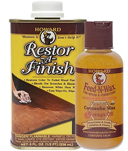 Restor A Finish Water Mark Remover Golden Oak + Feed & Wax. Removes Heat Rings, Water Stains, Scuffs, Watermarks, White Rings and Scratches in Wooden Furniture (236+140ml)