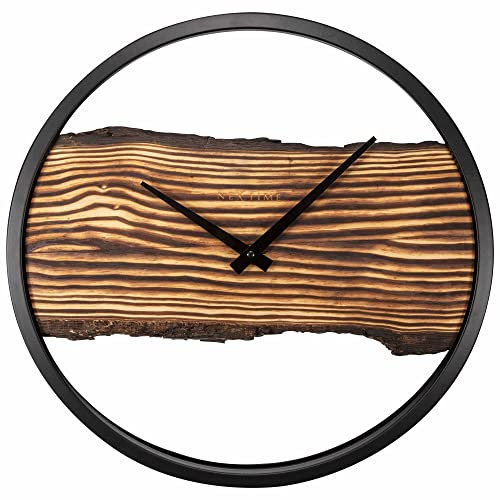 NeXtime Holzuhr - kein Cuttergeräusch! - 30 cm - Holz/Metall - Wald