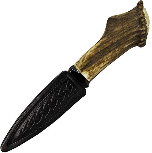I LUV LTD Traditionell Sgian Dubh Halbkrone Hirschhorn Finish Lederhalter Hergestellt in Schottland