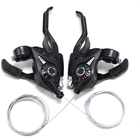 Paraout Levier de Vitesse, Manette Dérailleur avec Câble pour VTT Vélo Course Levier de Frein pour EF51 3x7 Vitesse