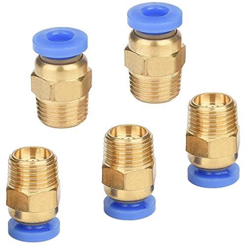 Push-Fit Connector, Quick Connector, Pack of 5 Pneumatic Screw Connection (G1/8 Inch x 6 mm)
