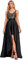 Ever-Pretty Damen V-Ausschnitt Ärmellos High Low Hohe Taille Brautjungfernkleider mit Pailletten Schwarz 42
