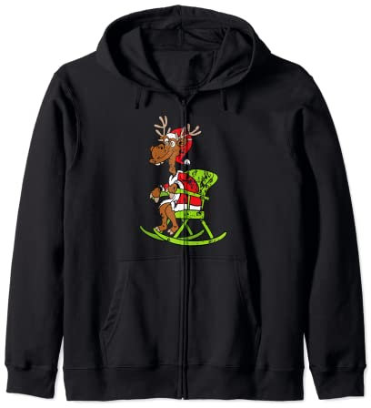 Rentier Schaukelstuhl Weihnachten Santa Claus Vintage Retro Kapuzenjacke