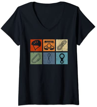 Damen Kletterausrüstung für Outdoor Kletterer T-Shirt mit V-Ausschnitt
