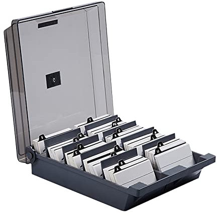 IWILCS Porte-cartes de Visite, Boîte de rangement pour cartes de visite - Pour 1000 cartes avec intercalaires et onglets A-Z - Gris