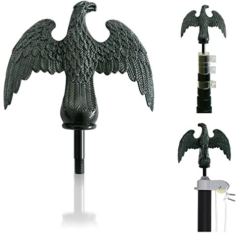 iElyiEsy Fahnenmastaufsatz, Adler-Topper, schwarz, 17,8 x 20,3 cm, für 15 Zoll bis 30 Zoll Teleskop-Fahnenmasten, Outdoor, Nationalfeiertage
