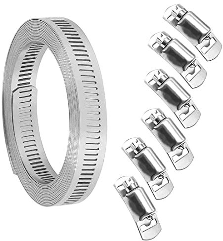 VIVIIHOO 304 Edelstahl Schlauchschellen-2.5 m，6 Stücke Schnecken Klemme Einstellbar DIY Edelstahl Schlauchschelle mit Schraube Klemme Für Tank,Haus Gas Rohr,Automobil-Tubing,Wasser Rohr