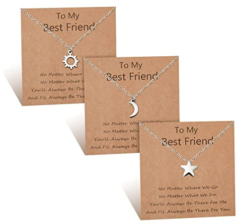YELUWA Sole Luna Stella Migliore Amico Collana Per 2/3 Amicizia Bff Abbinamento Collane Pedante Natale Ringraziamento Compleanno Gioielli Regalo Per Donne Sorella Ragazze Adolescenti Argento E Oro