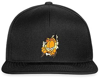 Spreadshirt Garfield Hier Ist Garfield Snapback Cap, One Size, Schwarz/Schwarz