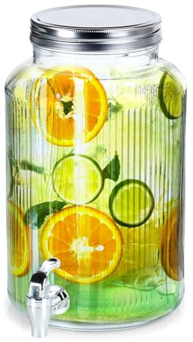 Glaskrug Getränkespender Glasspender mit Getränkehahn Hahn Zapfhahn Zapfhahnflasche 5,6 L