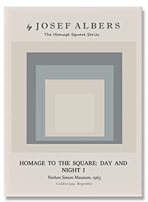 XCPORA Josef Albers Plakate Josef Albers Leinwand Wandkunst Josef Albers druckt Farbverlauf Quadrat Malerei für Haus Wanddekoration Bild 40x60cmx3 Kein Rahmen