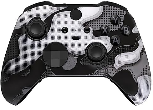 eXtremeRate Custodia Frontale per Xbox Elite Series 2 Controller Model 1797,Cover Scocca Case Ricambio per Xbox Elite Series 2 Wireless Controller Core&2 Anelli-Bianco Nero Mimetico