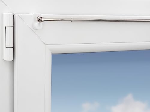 Gardinenstange Eleganz ausziehbar, inkl. Fensterhaken/Befestigung für einen Klemmbereich von 15-20 mm (80-120 cm ausziehbar, nickel glänzend)