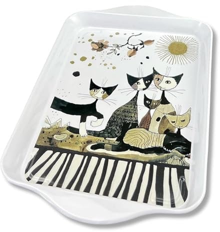 Mini Tablett FridolinEdition - Metall - aufwendig lackiert - Künstler: Rosina Wachtmeister - Motiv: Cat`s - Maße: (B/H/T) ca. 21 × 2 × 14 cm