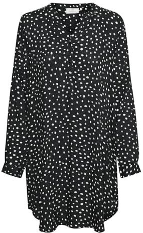 KAFFE Damen Kleid KAmarana Damen Kleid Shirt Print Lang Arm V-Ausschnitt Knopf Shirtkleid Lange Ärmel