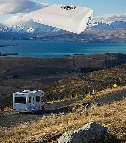 PRUJOY Aire Acondicionado de 12 V/24 V, Aire Acondicionado de Caravana Integrado montado en la Parte Superior, Aire Acondicionado inversor, refrigeración y calefacción (12V)