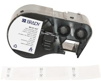 Brady Self-Laminating Vinyl Pre-Sized Labels for Label Printer BMP41/BMP51/BMP53/M511-180 Self Adhesive Printer Labels - Black on White, Transparent (25,40 mm (W) x 38,10 mm (H)) - M4-91-427
