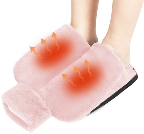 Fußwärmer, Fußwärmer Ohne Strom, 2L Groß Wärmflasche füße Waschbar, 2 in 1 Fusswärmer für erwachsene/kinder/Damen, Super Weich und Warm fußwärmer Pads(Rosa)
