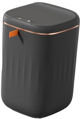 Gralara Botes de Basura para baño con Tapas, contenedor de Basura de inducción Inteligente, contenedor de Basura eléctrico portátil para baño, Sala de Oficina, Oro Negro 24L