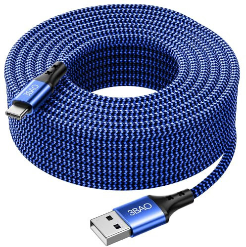 USB C cable 5M,USB Type C Charger Cable Nylon-Braided Data Sync Cord for PS5 Controller,PS5 DualSense Xbox Series X/S Controller,Sony,Samsung Galaxy S20 S21,Nintendo Switch(blue)