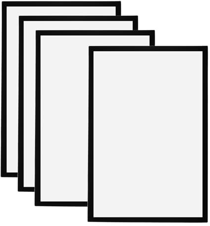 PATIKIL 4 Piezas A3 Marcos Magnéticos Autoadhesivos, Portafotos Información Marco Foto Marco Cierre Magnético para Postales, Notas, Dibujos, Transparente, Negro