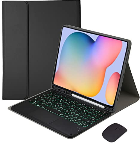 VLEAQC Funda con Teclado retroiluminado para Samsung Galaxy Tab A8 10,5 Pulgadas 2022 (SM-T500/T505/T507), Funda Protectora Delgada con Teclado táctil inalámbrico y ratón Bluetooth,Negro