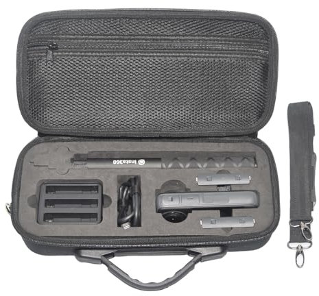 Fotoleey Carrying Case for Insta360 X4 with Shoulder Strap, Hard Shel, PU& Nylon Material, Size 31.50 X 11.5 X 7.8 cm, with Pocket, Good Protection, Fits Stick