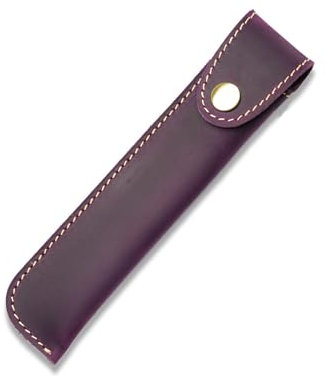 Kaizuca Leather Pen Case Holder, Protective Pen Case, Fountain Pen Holder Case, with Metal Button, Genuine Leather Handmade, Portable, for Stylus Touch Pen, Ballpoint Pen, Pencils (Purple)