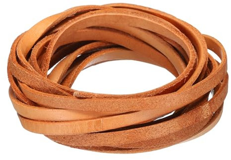 sourcing map 3.3 Yards 5mm Flat Leather Cord, Leather Lacing Strips for DIY Crafts Pure Brown