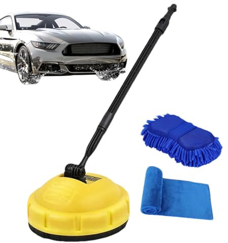 Patio Cleaner Attachment For Karcher -K7, High Pressure Rotating Pressure Washer With 2 Towels, Long Handle Surface Cleaner Accessories With Chenille And Fiber Towel