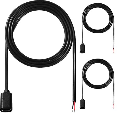 KUOQIY 3 Pièces 100cm 22AWG Queue de Cochon USB Type-C Femelle, 5V 3A USB-C vers Fil nu à 2 Broches, Câble de Queue USB Type - C Rallonge de Câble D'alimentation, pour Bricolage