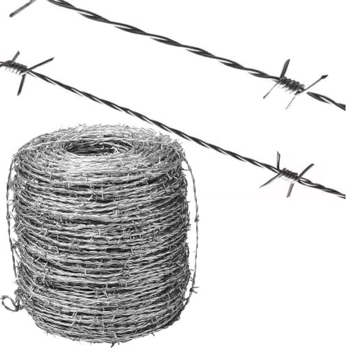 4-Punkt-Stacheldrahtzaun, Feuerverzinkte Stacheldrahtrolle, 1,8mm stark und flexibel Draht für Handwerk Baseball Ball und Garten Garten (Farbe : Silver, Größe : 10m)