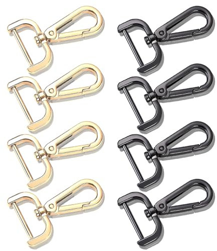 UEPOA 8 Stück Karabinerhaken mit Drehgelenk, Schlüsselanhänger Haken für Taschen 26mm Ketten Verschlüsse Metall-Karabinerhaken D-Ring für DIY Umhängetasche Handtaschen