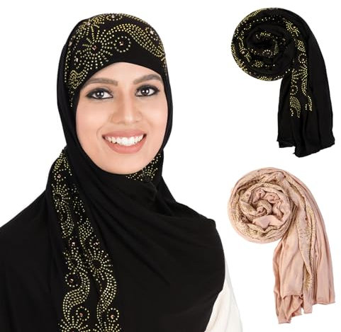XEPST 2 Stück Hijab Kopftuch Für Damen, Kopftuch Damen Hijab Schal Turban für Muslimische Frauen