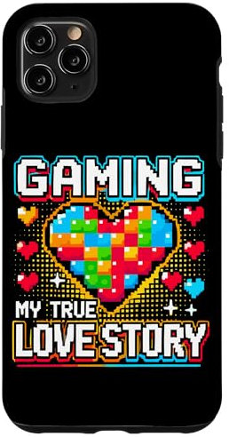 Hülle für iPhone 11 Pro Max Gamer Romance Videospiele Herz Pixel Art Gaming Leidenschaft