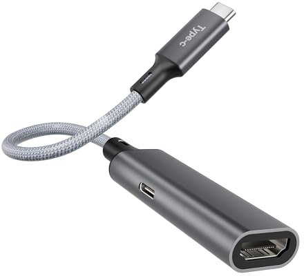 RUXELY Adaptateur USB C vers HDMI Con Puerto USBC 100W PD 4K@60Hz,Convertisseur Câble Thunderbolt 3/4 vers HDMI pour MacBook Pro Air,iPhone 16 15,iPad,Samsung Galaxy S24 A54,Tab S9,Surface,Dell XPS