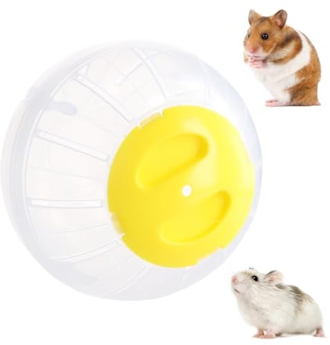 Hamsterball, Hamsterrad Übungsball Kunststoff, Gymnastikball Hamster, Hamsterball Groß 14,5cm, Hamster Run Ball, Hamsterkugel für Zwerghamster, Rennmaus, Meerschweinchen, Pet Jogging Spielen (Gelb)