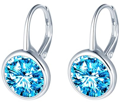 MOOFUN Großer Zirkon Ohrhänger Silber 925 Ohrringe Hängend Damen Ohrringe Creolen Ohrring Rund Ohringe Ohrschmuck für Mama Freundin Teenager Mädchen Oma Schwester Frauen Geschenk Geburtstagsgeschenk