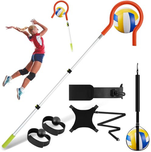 Silipull Volleyball-Spike-Trainer-Set, Volleyball-Trainingsgerät, Solo-Serve, Volleyball-Angriffstrainer, Volleyball-Rebounder für Anfänger, Übungen, Servieren, Spiking, Volleyball, Geschenk, Orange,