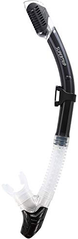 Supertrip Trockenschnorchel Erwachsene Unisex Trocken Snorkel Schnorchel mit Ventil zum Schnorcheln Schnorchelrohr mit weichem Mundstück Ohrstöpsel (Schwarz)